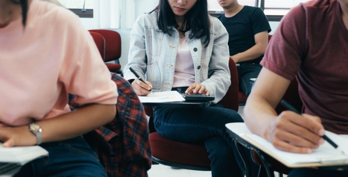 Students studying at desks